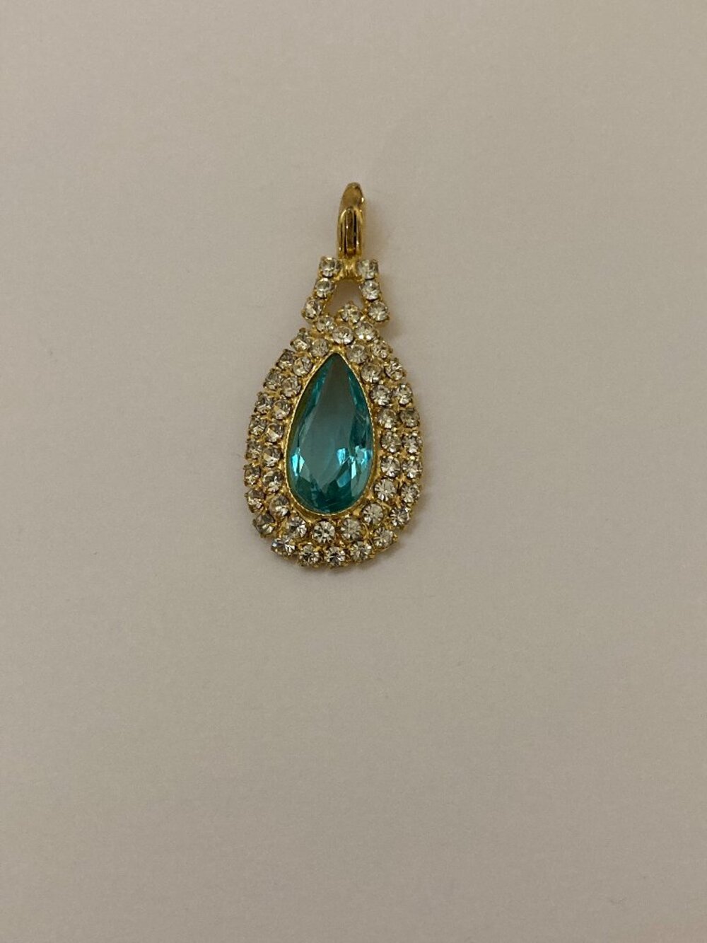 Vintage Hobe Signed Pendant Teardrop Rhinestone